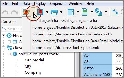 Five recent files arrow.